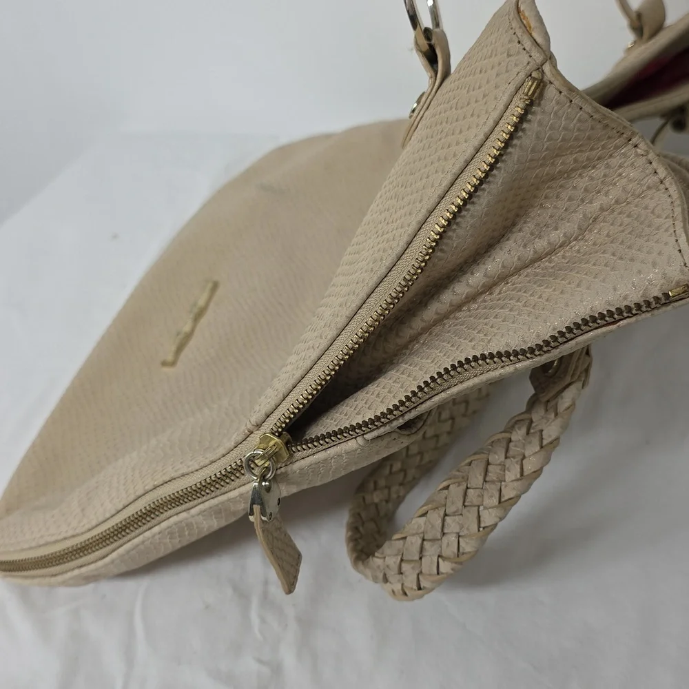 ELAINE TURNER SNAKE SKIN LEATHER PURSE HANDBAG PURSE‎ BEIGE